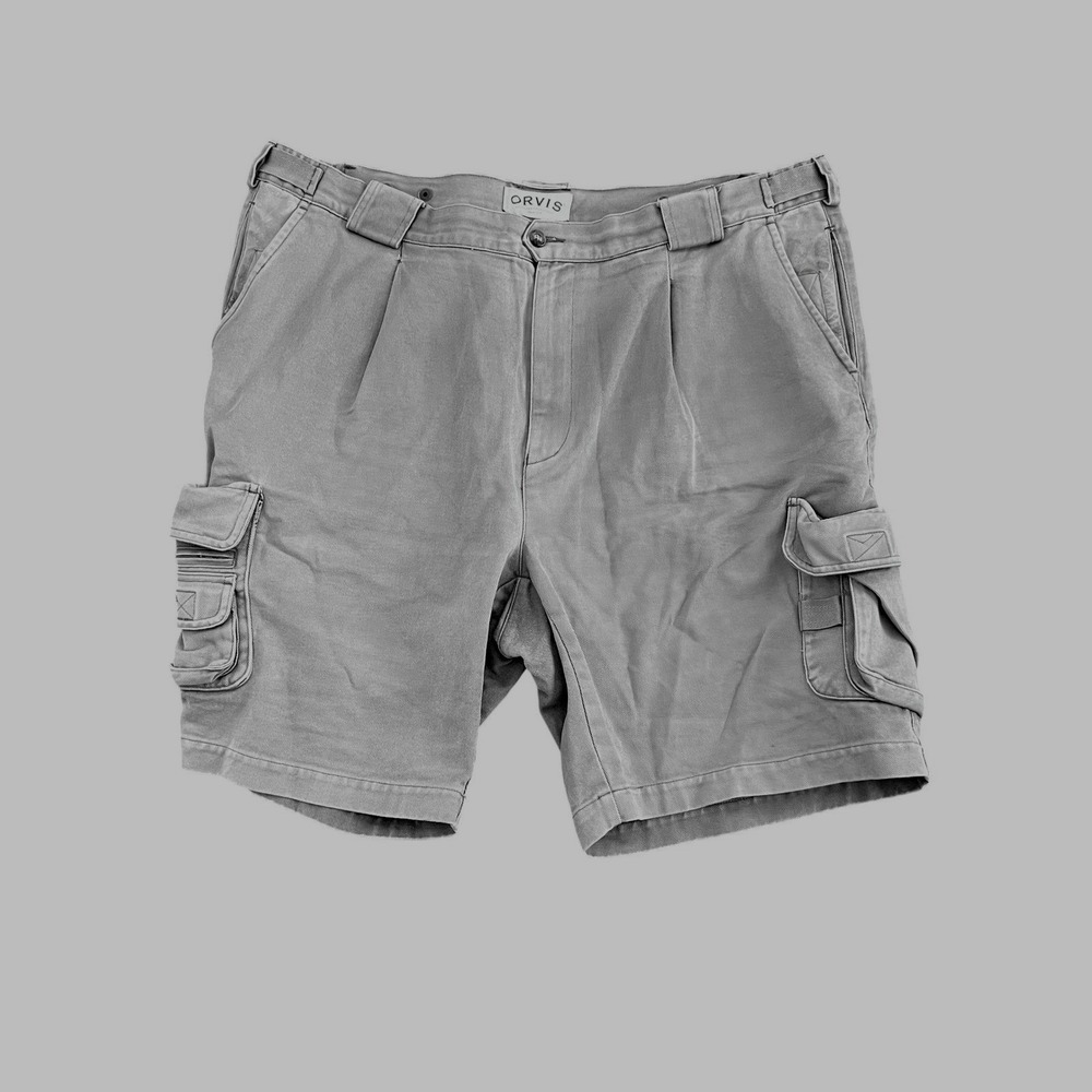 Orvis Cargo Shorts Mens‎ Size 40 Green Khaki Heavy Cotton Twill Outdoor Safari